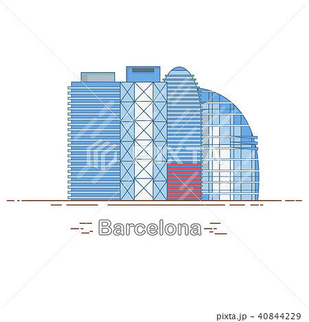 Minimal Modern Barcelona City Linear Skyline - outline city buildings, linear 40844229