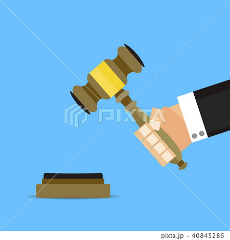 Verdict judge with hammer vector flat cartoon Verdict judge with hammer vector flat cartoon 40845286