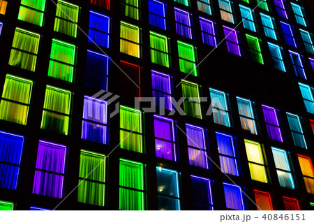 Colored windows texture. Neon light background 40846151