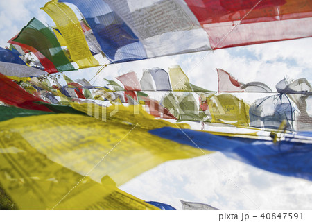 colorful waving prayer flags colorful waving prayer flags 40847591