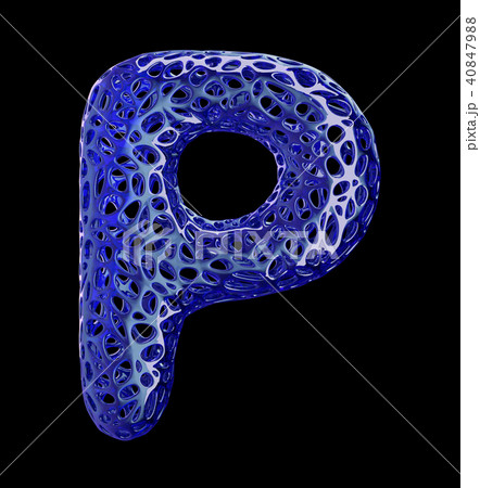 Blue plastic letter P with abstract holes. 3d Blue plastic letter P with abstract holes. 3d 40847988