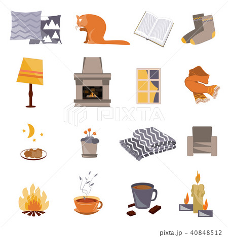 Time to Hygge. Flat icons set. Vector 40848512