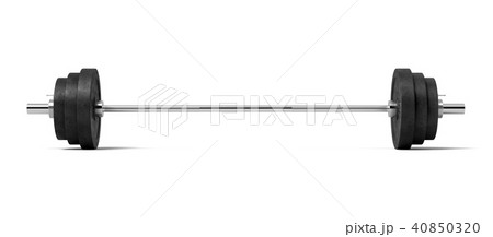 3d rendering of a silver colored metal barbell with several black weight plates on a white 3d rendering of a silver colored metal barbell with several black weight plates on a white 40850320