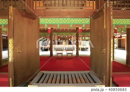 乃木神社 拝殿内部と本殿 東京都港区の写真素材