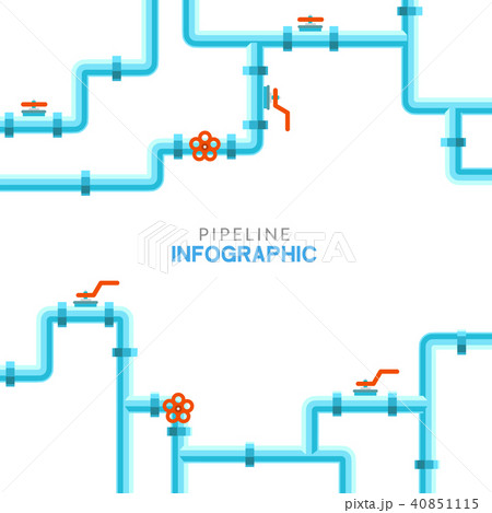 Pipeline Infographic Oil Water Or Gas Flat Valveのイラスト素材