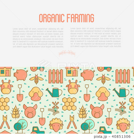 Organic farming concept with thin line icons 40851306
