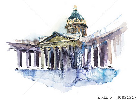 Kazan Cathedral in St Petersburg, Russia Cathedral of Our Lady of Kazan Watercolor Kazan Cathedral in St Petersburg, Russia Cathedral of Our Lady of Kazan Watercolor 40851517