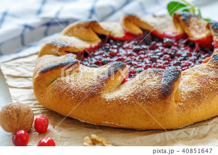 Homemade pie (Galette) with cranberries. 40851647