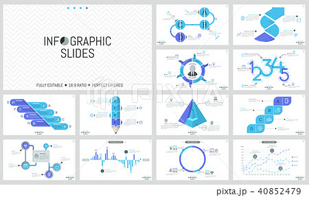 Big set of minimal infographic design templates. Graphs, workflow and bar charts, round and cutaway Big set of minimal infographic design templates. Graphs, workflow and bar charts, round and cutaway 40852479