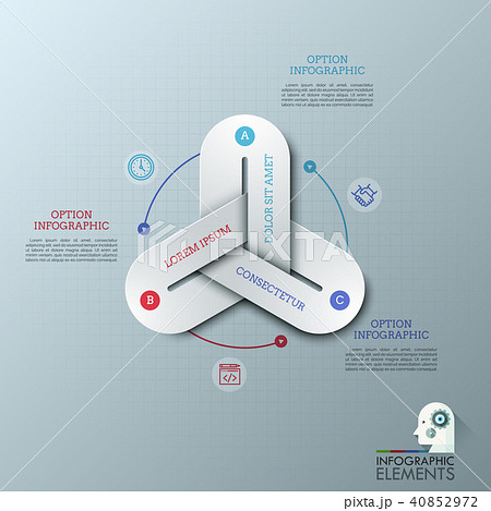 Modern infographic design templates with 3 colorful chain links connected together, thin line 40852972