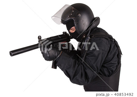 Riot police officer in black uniform Riot police officer in black uniform 40853492