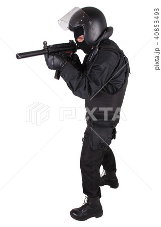 Riot police officer in black uniform 40853493