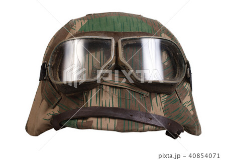 camouflaged nazi german helmet with goggles 40854071