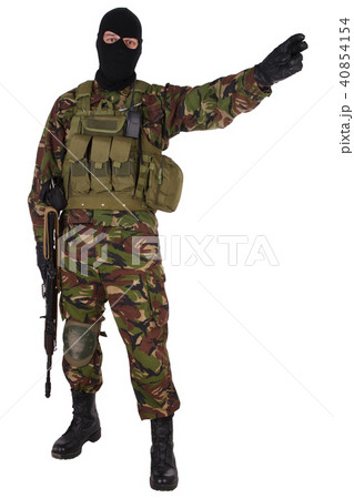 Ukrainian militiaman with kalashnikov rifle Ukrainian militiaman with kalashnikov rifle 40854154