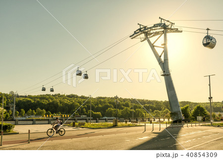 Urban modern cable car in Luzhniki park, Moscow 40854309