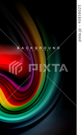 Abstract wave lines fluid rainbow style color stripes on black background 40856025