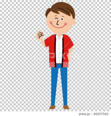 ポップなビジネスマン ハッピを着てガッツポーズ ポップなビジネスマン ハッピを着てガッツポーズ 40857568