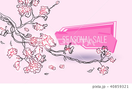 Seasonal sale geometric label with tree branch 40859321