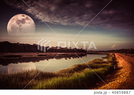 Night sky and super moon. Serenity background. Night sky and super moon. Serenity background. 40859887
