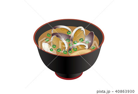 今日のご飯あさりの味噌汁のイラスト素材