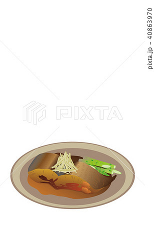 今日のご飯カレイの煮付けのイラスト素材