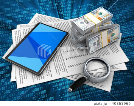3d illustration of papers and tablet computer 3d illustration of papers and tablet computer 40865969