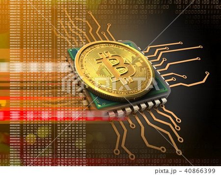 3d bitcoin with cpu orange 3d bitcoin with cpu orange 40866399