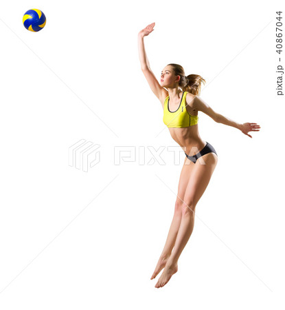 Woman beach volleyball player (ver with ball) 40867044