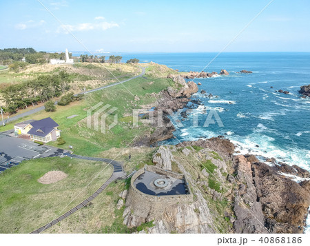 空撮　三陸復興国定公園　種差海岸葦毛崎展望台 40868186