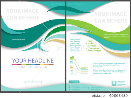 flyer template with waved stripesのイラスト素材 40868489 pixta