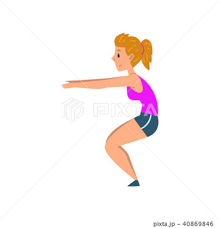 Sportive young woman doing squats, active healthy lifestyle concept cartoon vector Illustration on a 40869846