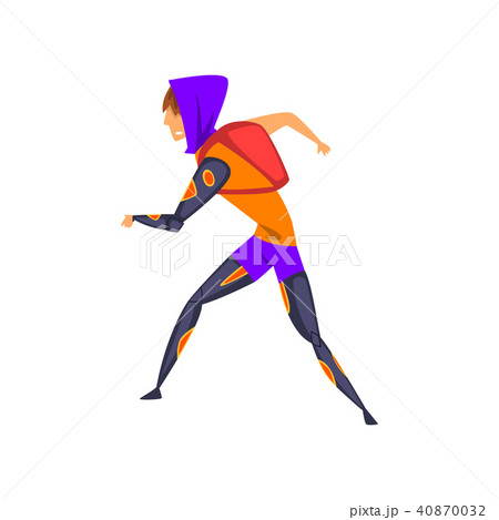 Man from the future, young man with backpack in futuristic clothing vector Illustration on a white Man from the future, young man with backpack in futuristic clothing vector Illustration on a white 40870032