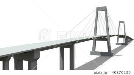Cable-stayed bridge with a road overpass. 3d rendering. 40870239