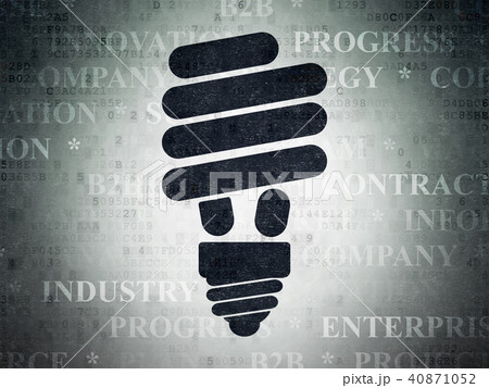 Finance concept: Energy Saving Lamp on Digital Data Paper background 40871052