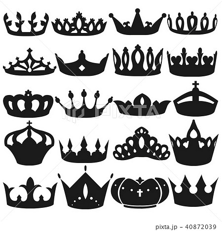 王冠 白黒 ベクター 素材 セット Crown Icons Setのイラスト素材 40872039 Pixta