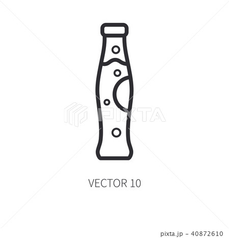 Retro cola, soda, water, juice bottle vector line icon. Summer travel vacation, tourism, camping Retro cola, soda, water, juice bottle vector line icon. Summer travel vacation, tourism, camping 40872610