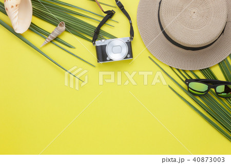 Table top view items to travel summer holiday. 40873003