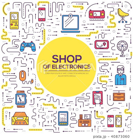 Device store concept. Thin line icons with flat 40873060
