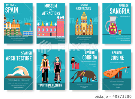 Spain vector brochure cards set. Country template 40873280