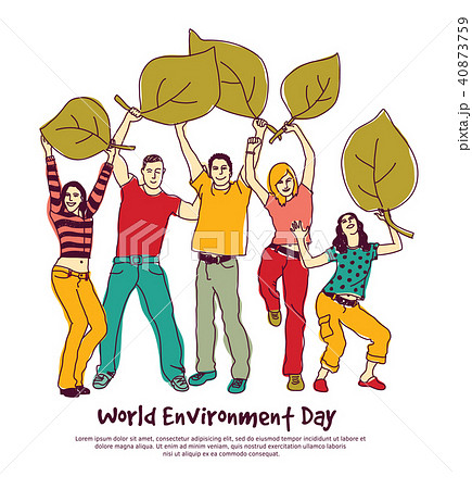 Happy group people world environment day leaf isolate 40873759