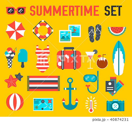 Summer icon flat illustration background design 40874231