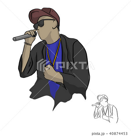 Rapper Holding Microphone Vector Illustrationのイラスト素材