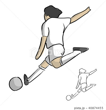 Soccer Player Shooting Vector Illustration Sketchのイラスト素材