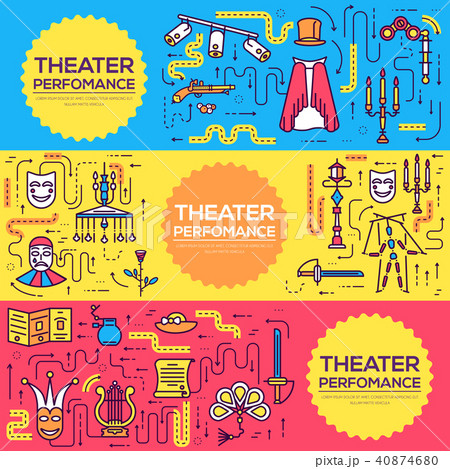 Premium quality theater outline icons infographic 40874680