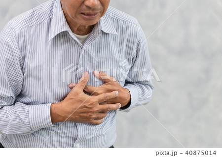 Asian Elder suffer Chest pain from Heart Attack 40875014