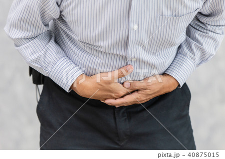 Old man Stomachache. Senior officer stress pain 40875015
