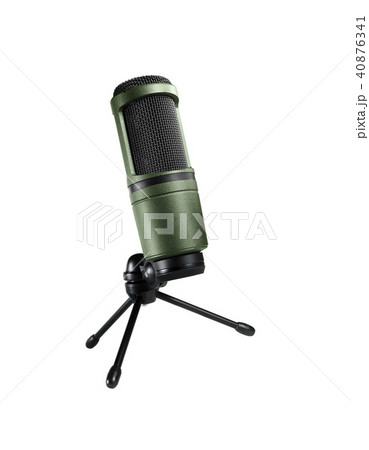microphone on stand isolated on white background 40876341