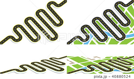 Infographics. View from above and in perspective. Set of winding roads. Maps of the city. The path Infographics. View from above and in perspective. Set of winding roads. Maps of the city. The path 40880524