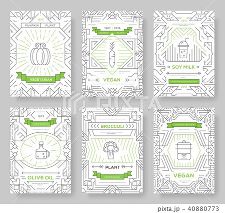 Vegan vector brochure cards set. Vegetable  40880773