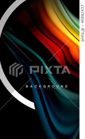 Liquid fluid colors holographic design with metallic style line shape 40882437